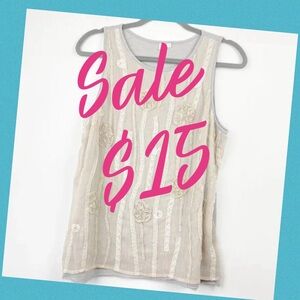 Anthropologie- Eloise Beautiful Sleeveless Rosita Lace Top- Large Excellent UC